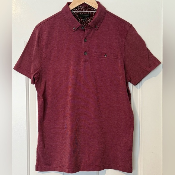 Banana Republic Luxury Touch Polo Shirt L Burgundy Maroon Soft Pima Cotton - Picture 1 of 9